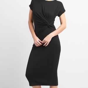 GAP Softspun Short Sleeve Twist-Knot Midi Dress M